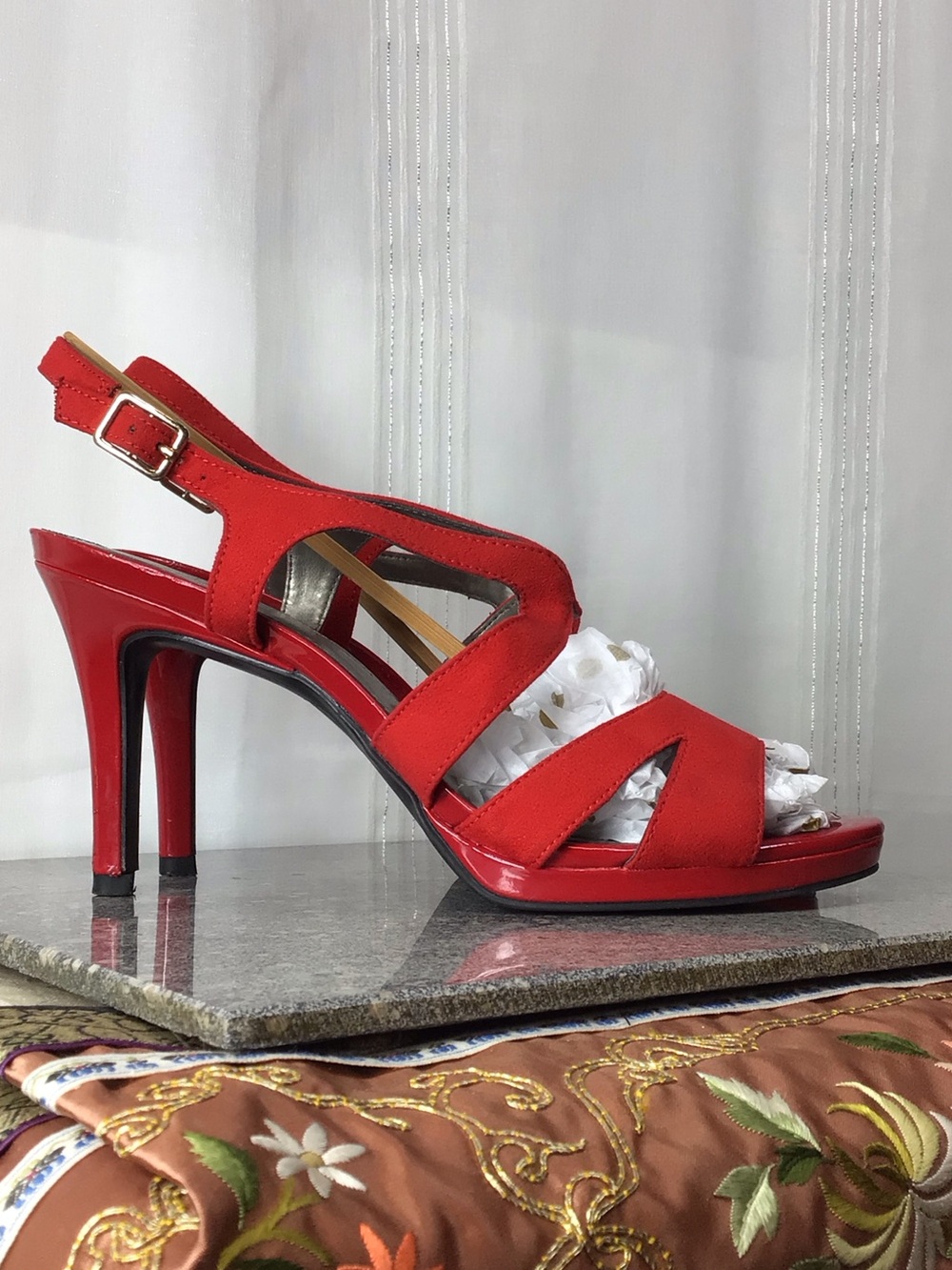 Worthington Brandy Red Slingback High Heel Sandals Sz.9